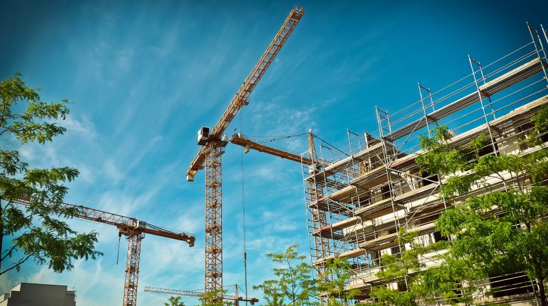 cranes at a construction site