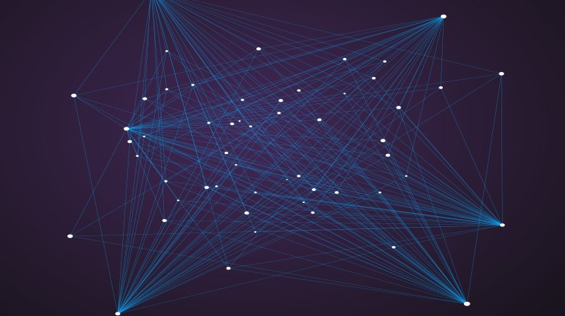 an abstract network of lines in black space connected by disparate points